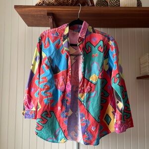 Colourful Vintage Button-Up Shirt